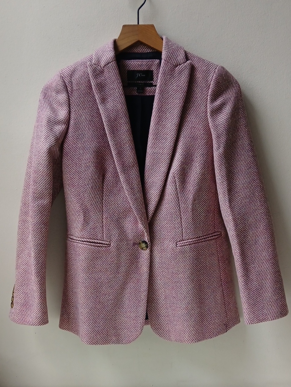 J. Crew Parke English Herringbone Wool Blazer Lilac Women's 0
